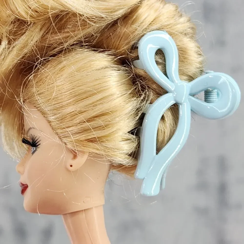 3 pc Ribbon Shaped Claw Clip Set, Hair clips, Light Blue by Princess Accessories